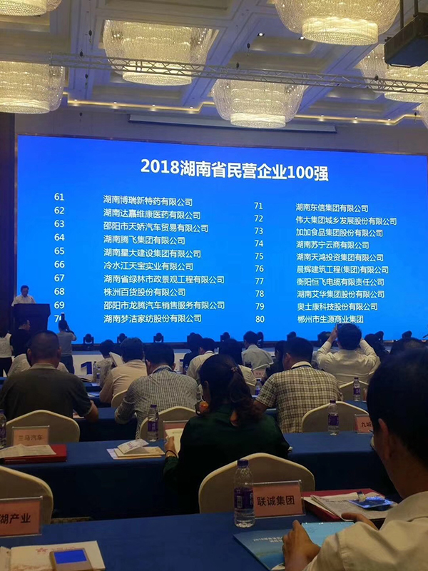湖南省發(fā)布民營企業(yè)100強名單，天嬌榮膺63位