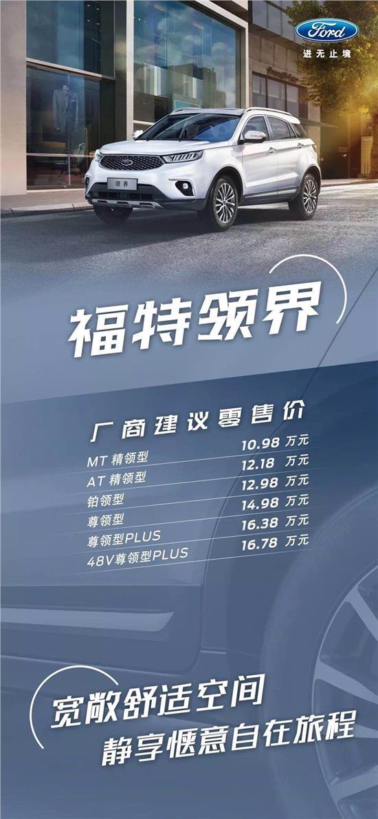 10.98萬元起，福特領界震撼上市